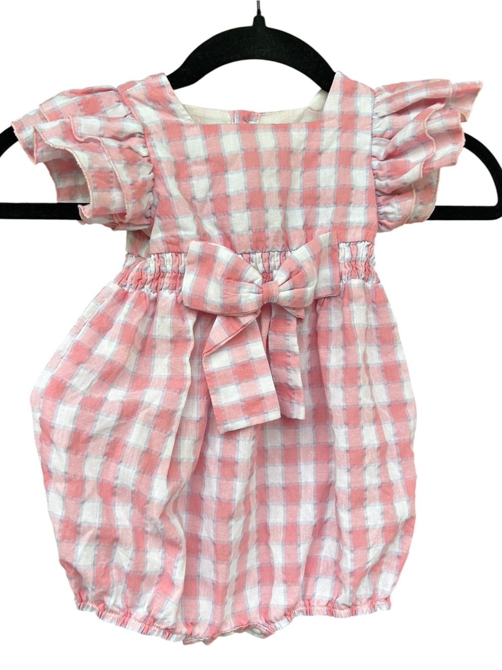 Mabel + Honey Baby Bubble Romper Pink and‎ White Gingham 18 Months